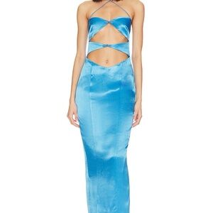 Sau Lee Azure Palmer Dress Midi